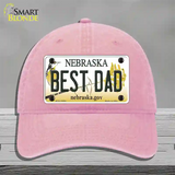 Best Dad Nebraska Novelty License Plate Hat Unconstructed Cotton / Pink