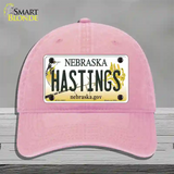 Hastings Nebraska Novelty License Plate Hat Unconstructed Cotton / Pink