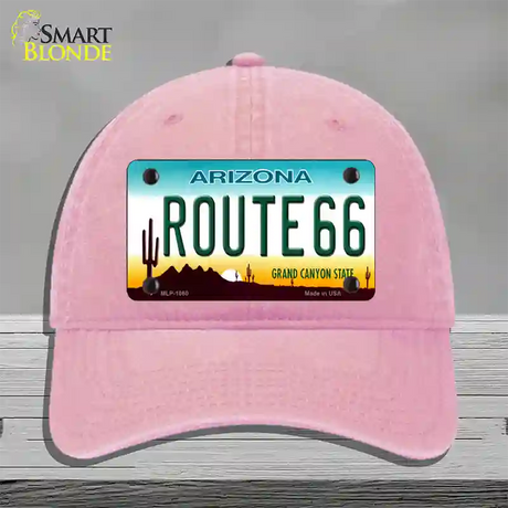 Route 66 Arizona Novelty License Plate Hat Unconstructed Cotton / Pink