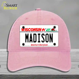 Madison Wisconsin Novelty License Plate Hat Unconstructed Cotton / Pink