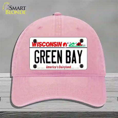 Green Bay Wisconsin Novelty License Plate Hat Unconstructed Cotton / Pink