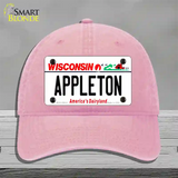 Appleton Wisconsin Novelty License Plate Hat Unconstructed Cotton / Pink