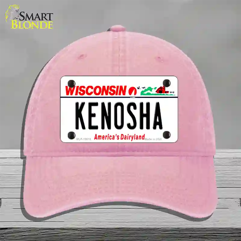 Kenosha Wisconsin Novelty License Plate Hat Unconstructed Cotton / Pink