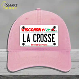 La Crosse Wisconsin Novelty License Plate Hat Unconstructed Cotton / Pink