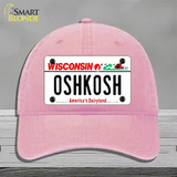 Oshkosh Wisconsin Novelty License Plate Hat Unconstructed Cotton / Pink