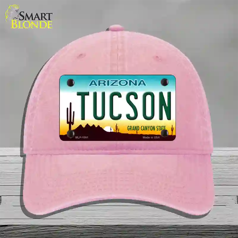 Tucson Arizona Novelty License Plate Hat Unconstructed Cotton / Pink