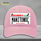 Manitowoc Wisconsin Novelty License Plate Hat Unconstructed Cotton / Pink