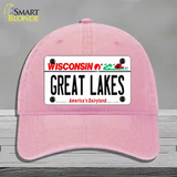 Great Lakes Wisconsin Novelty License Plate Hat Unconstructed Cotton / Pink