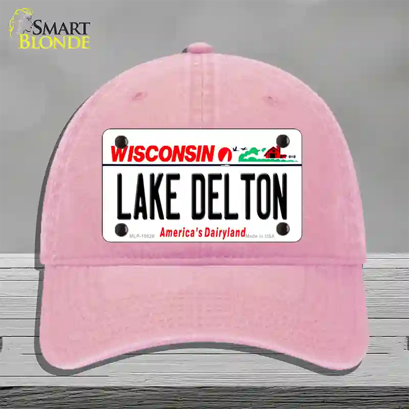 Lake Dalton Wisconsin Novelty License Plate Hat Unconstructed Cotton / Pink