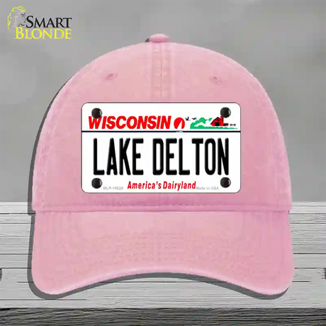 Lake Dalton Wisconsin Novelty License Plate Hat Unconstructed Cotton / Pink