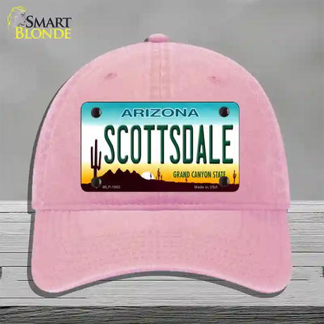 Scottsdale Arizona Novelty License Plate Hat Unconstructed Cotton / Pink