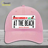 At The Beach Wisconsin Novelty License Plate Hat Unconstructed Cotton / Pink