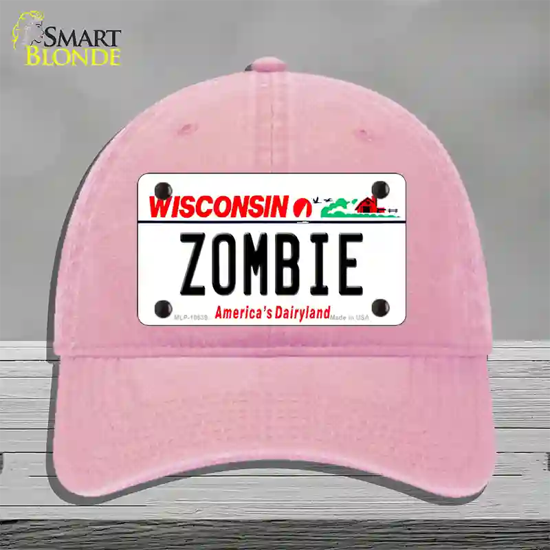 Zombie Wisconsin Novelty License Plate Hat Unconstructed Cotton / Pink