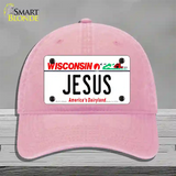 Jesus Wisconsin Novelty License Plate Hat Unconstructed Cotton / Pink