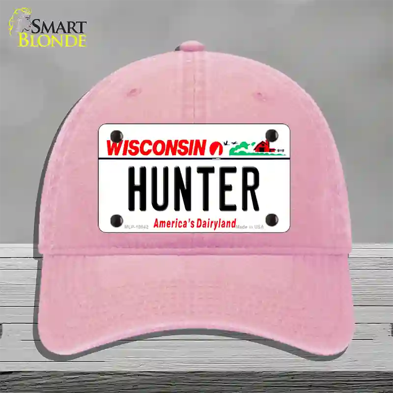 Hunter Wisconsin Novelty License Plate Hat Unconstructed Cotton / Pink