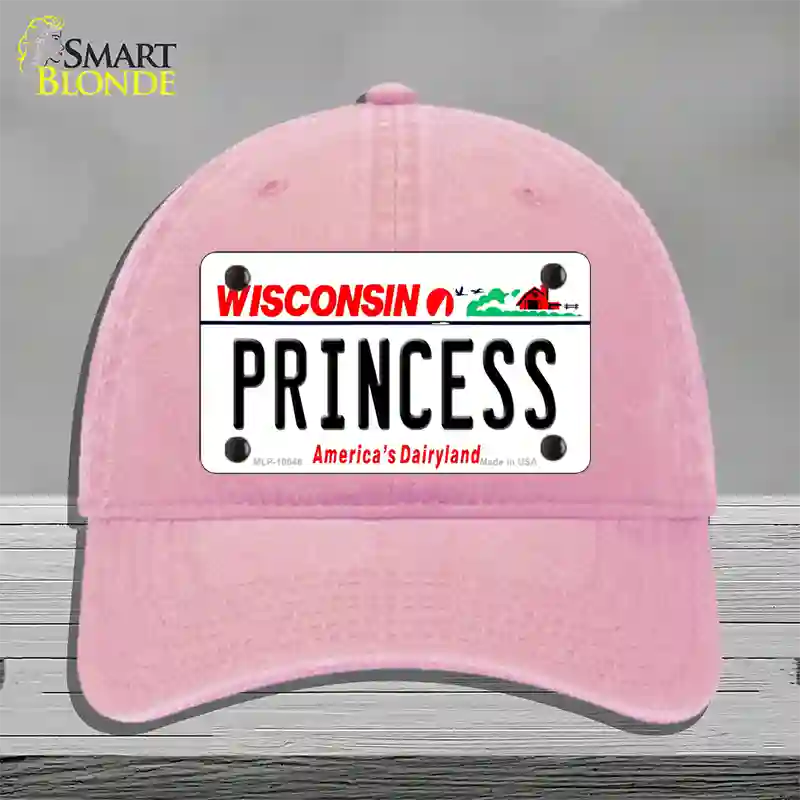 Princess Wisconsin Novelty License Plate Hat Unconstructed Cotton / Pink