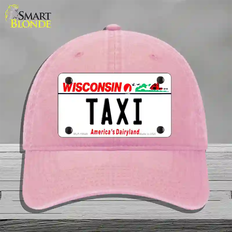 Taxi Wisconsin Novelty License Plate Hat Unconstructed Cotton / Pink