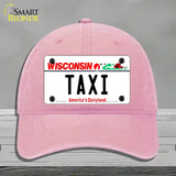 Taxi Wisconsin Novelty License Plate Hat Unconstructed Cotton / Pink