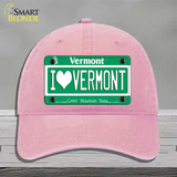 I Love Vermont Novelty License Plate Hat Unconstructed Cotton / Pink