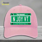 N Joy VT Vermont Novelty License Plate Hat Unconstructed Cotton / Pink