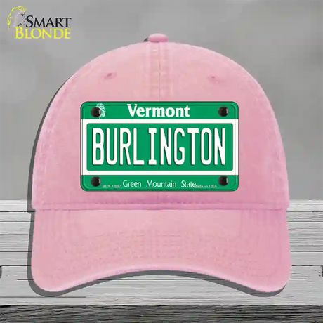 Burlington Vermont Novelty License Plate Hat Unconstructed Cotton / Pink