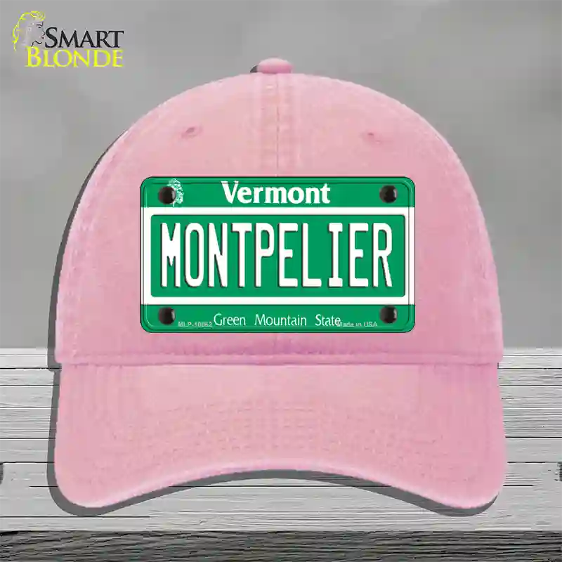 Montpelier Vermont Novelty License Plate Hat Unconstructed Cotton / Pink