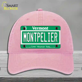 Montpelier Vermont Novelty License Plate Hat Unconstructed Cotton / Pink