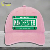 Manchester Vermont Novelty License Plate Hat Unconstructed Cotton / Pink