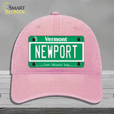 Newport Vermont Novelty License Plate Hat Unconstructed Cotton / Pink