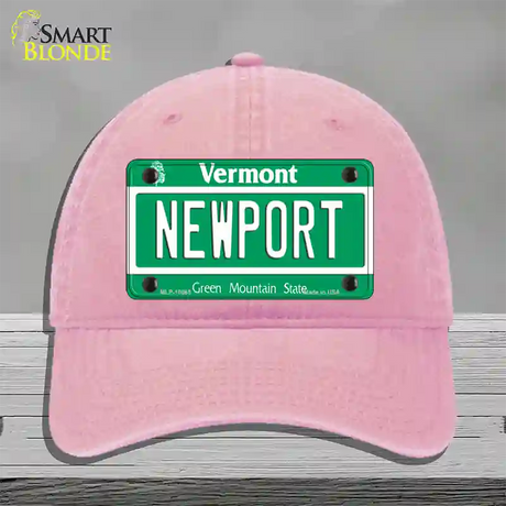 Newport Vermont Novelty License Plate Hat Unconstructed Cotton / Pink