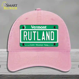 Rutland Vermont Novelty License Plate Hat Unconstructed Cotton / Pink