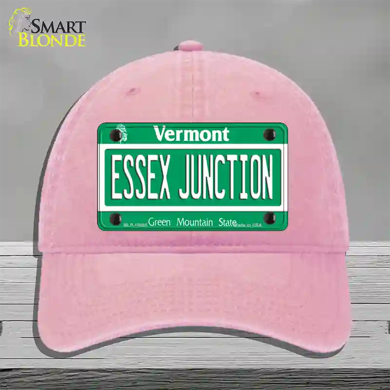 Essex Junction Vermont Novelty License Plate Hat Unconstructed Cotton / Pink