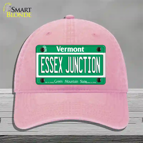 Essex Junction Vermont Novelty License Plate Hat Unconstructed Cotton / Pink