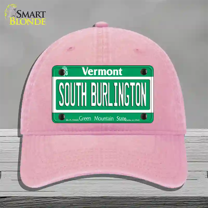 South Burlington Vermont Novelty License Plate Hat Unconstructed Cotton / Pink