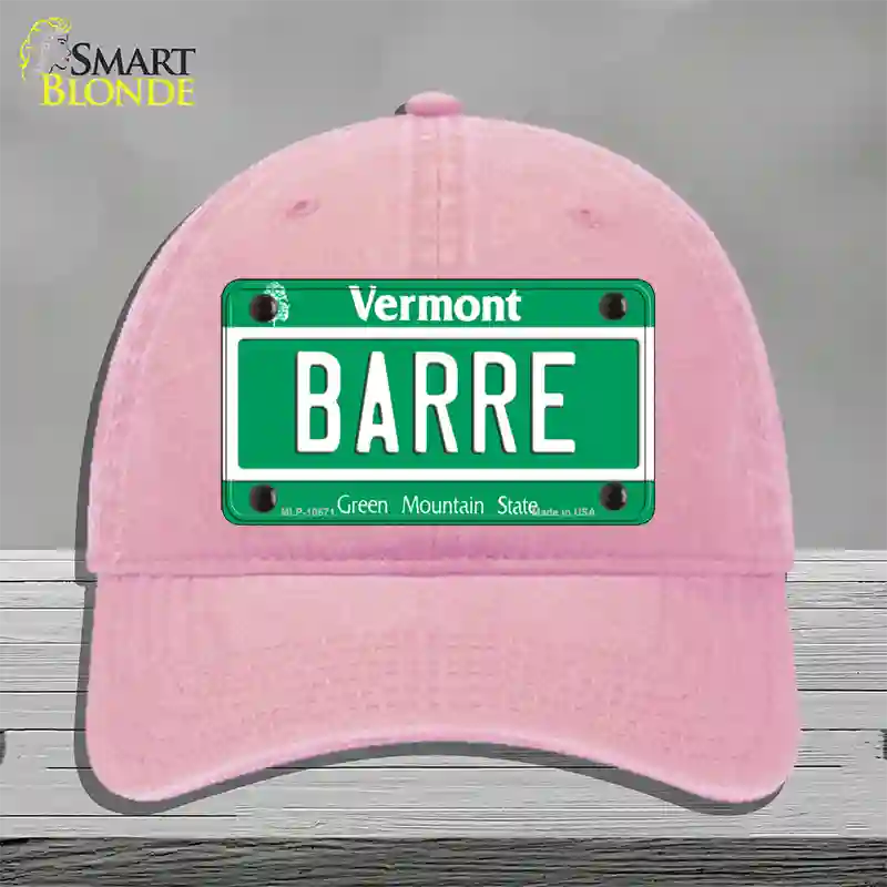 Barre Vermont Novelty License Plate Hat Unconstructed Cotton / Pink