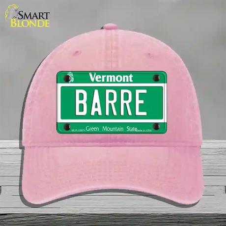 Barre Vermont Novelty License Plate Hat Unconstructed Cotton / Pink