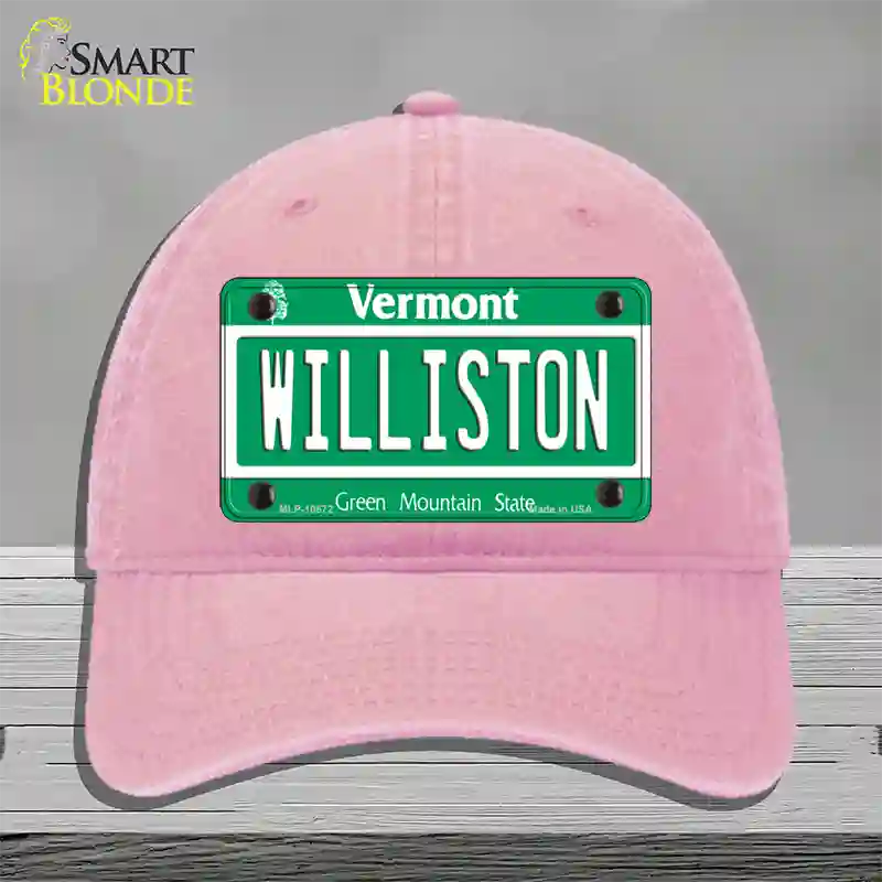 Williston Vermont Novelty License Plate Hat Unconstructed Cotton / Pink