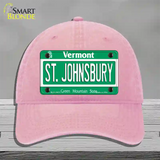 St Johnsbury Vermont Novelty License Plate Hat Unconstructed Cotton / Pink