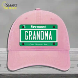 Grandma Vermont Novelty License Plate Hat Unconstructed Cotton / Pink