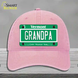 Grandpa Vermont Novelty License Plate Hat Unconstructed Cotton / Pink