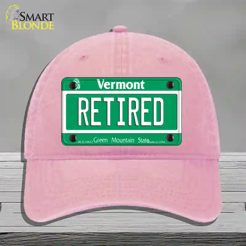 Retired Vermont Novelty License Plate Hat Unconstructed Cotton / Pink