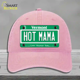 Hot Mama Vermont Novelty License Plate Hat Unconstructed Cotton / Pink