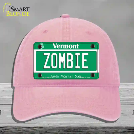 Zombie Vermont Novelty License Plate Hat Unconstructed Cotton / Pink