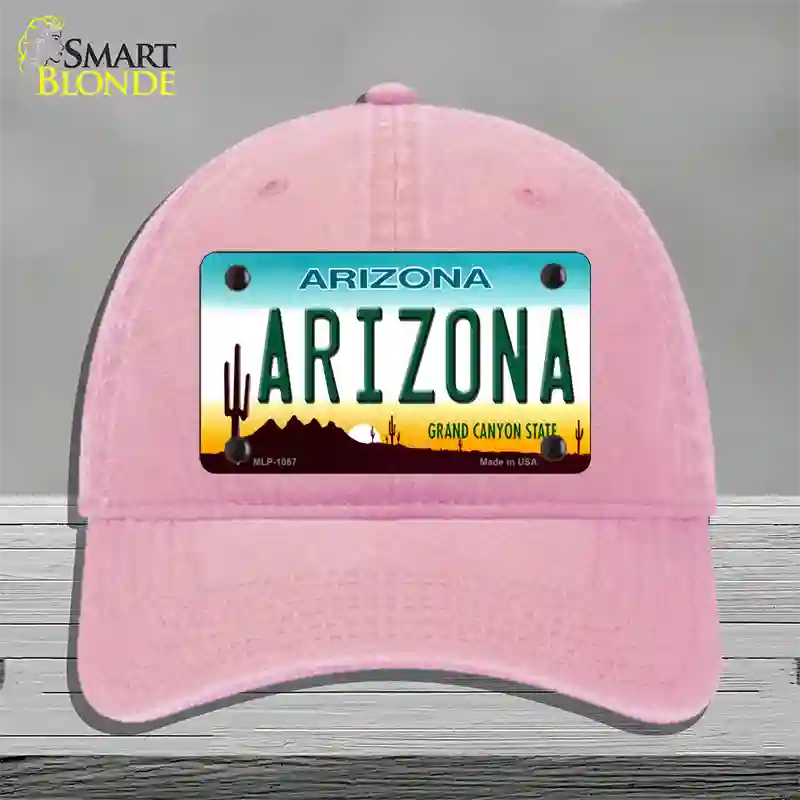 Arizona Novelty License Plate Hat Unconstructed Cotton / Pink