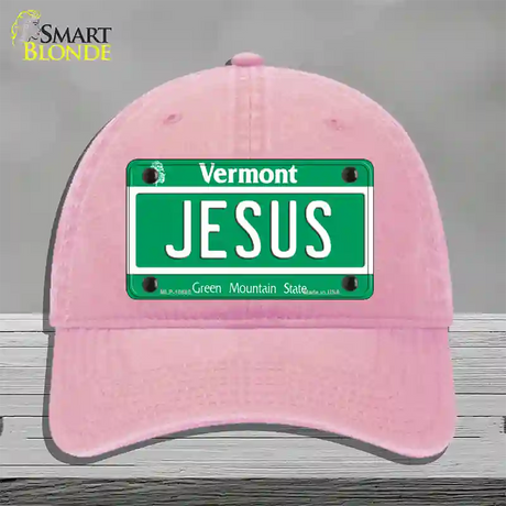 Jesus Vermont Novelty License Plate Hat Unconstructed Cotton / Pink