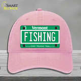 Fishing Vermont Novelty License Plate Hat Unconstructed Cotton / Pink