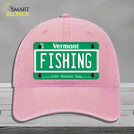 Fishing Vermont Novelty License Plate Hat Unconstructed Cotton / Pink