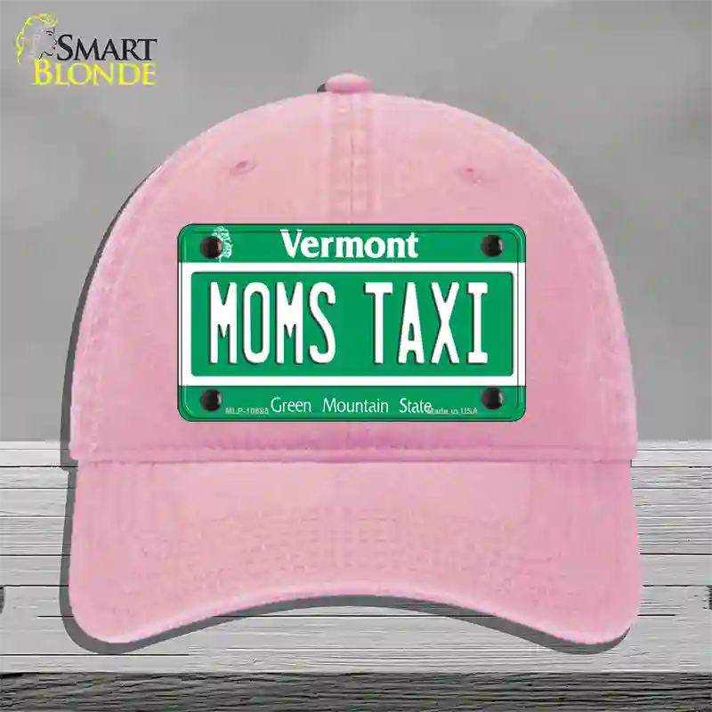 Moms Taxi Vermont Novelty License Plate Hat Unconstructed Cotton / Pink