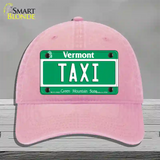 Taxi Vermont Novelty License Plate Hat Unconstructed Cotton / Pink