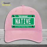 Native Vermont Novelty License Plate Hat Unconstructed Cotton / Pink